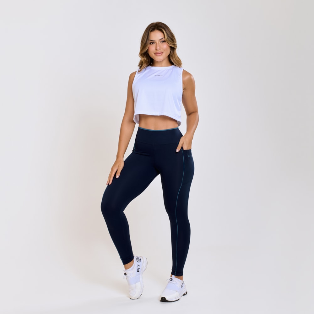 Cropped + Legging Poliamida Duo Marinho