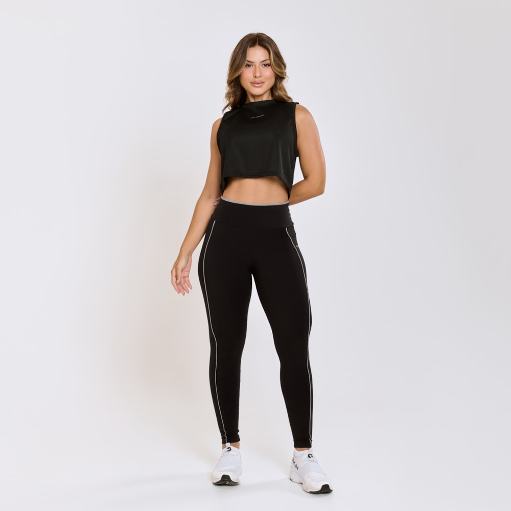 Cropped + Legging Poliamida Duo Preta