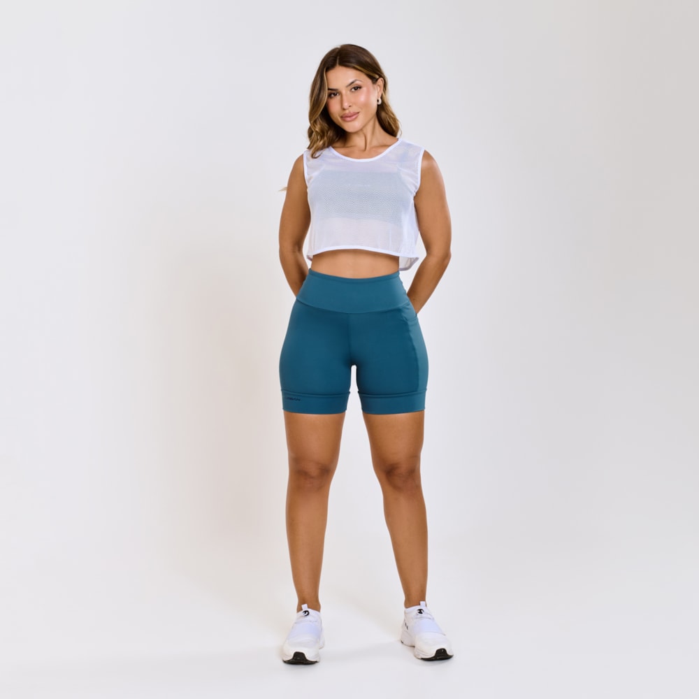 Cropped + Short Poliamida Duo Petróleo