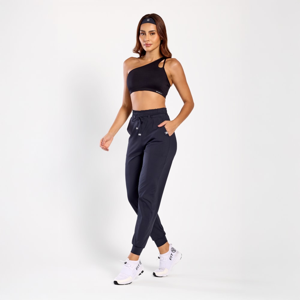Top + Calça Poliamida Jogger Preto