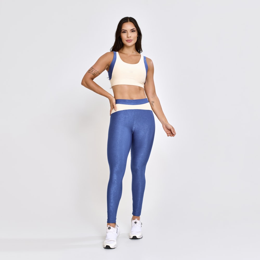 Top + Legging Micro Canelado Flow Azul