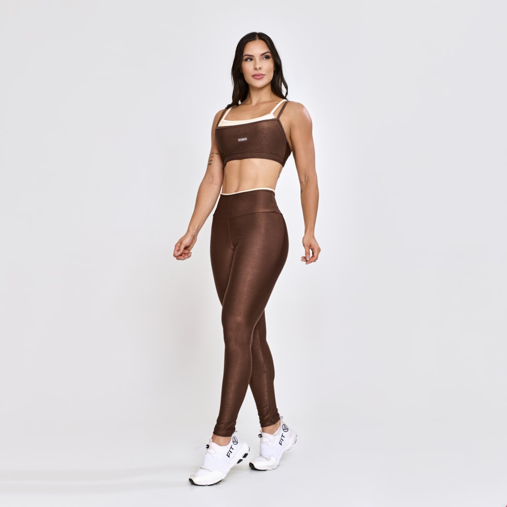 Top + Legging Micro Canelado Pulse Chocolate