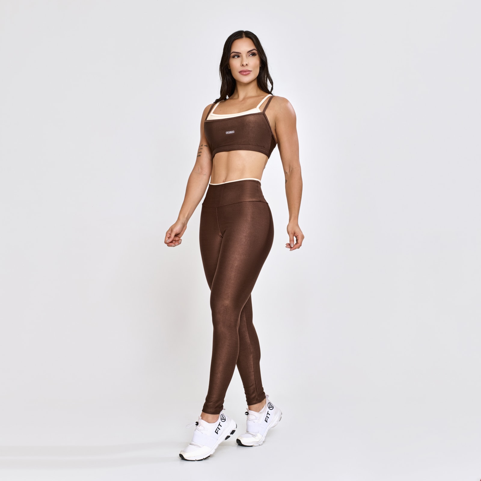 Top + Legging Micro Canelado Pulse Chocolate