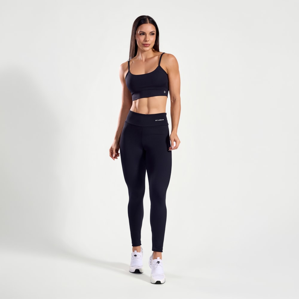Top + Legging Poliamida com Bolso Invisível Preto