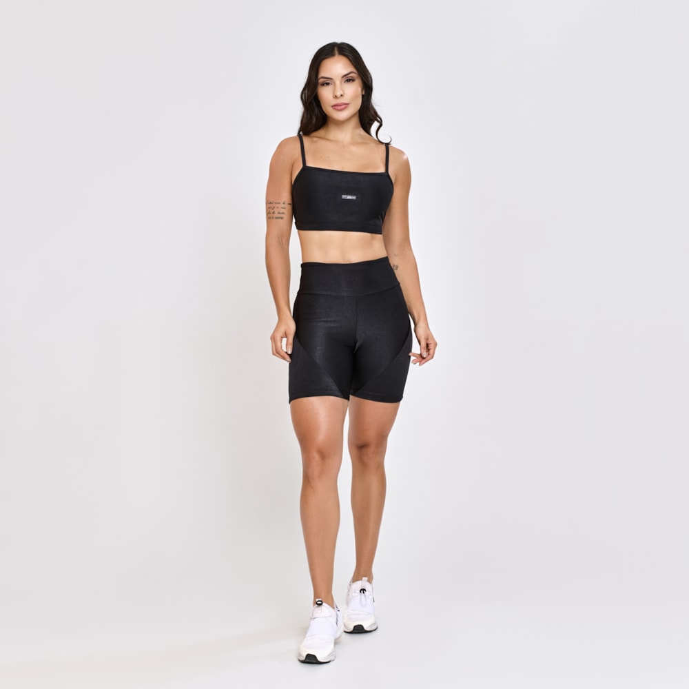 Top + Short Micro Canelado Zenith Preto
