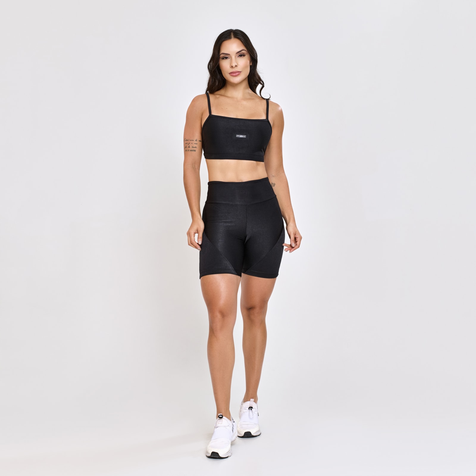Top + Short Micro Canelado Zenith Preto