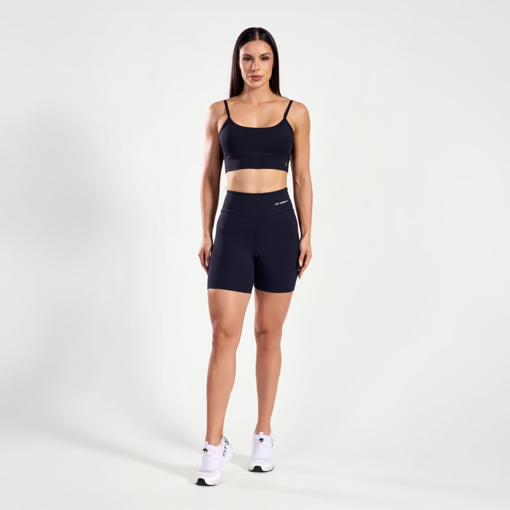 Top + Short Poliamida com Bolso Invisível Preto