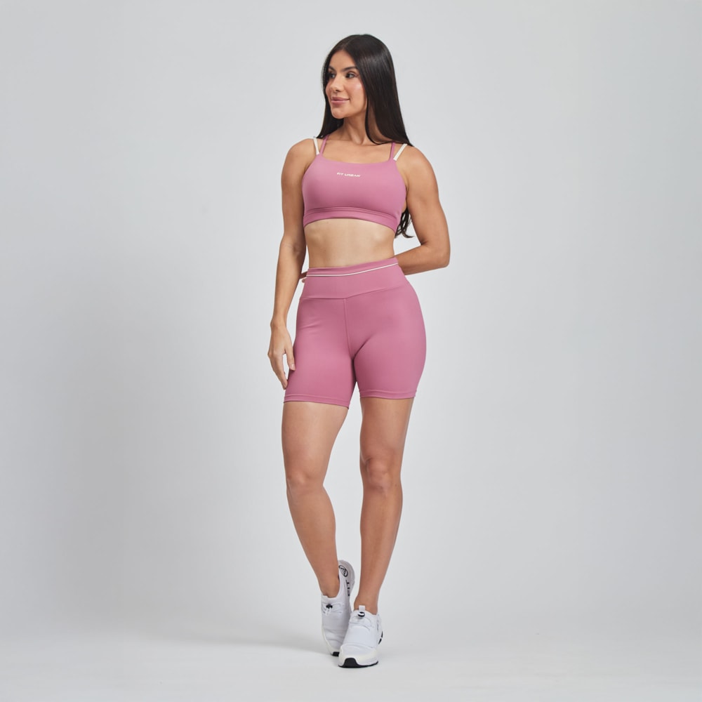 Top + Short Poliamida Fresh Blossom Rosa Matte