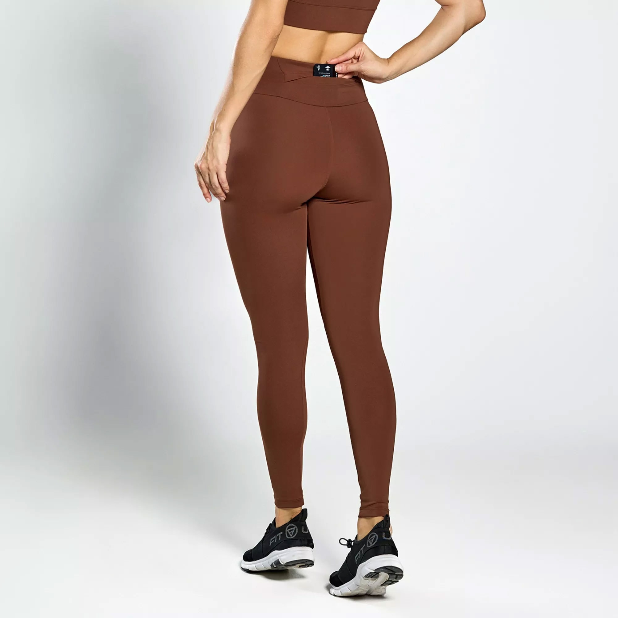 Calça Legging Poliamida com Bolso Invisível no Cós Chocolate | Fit