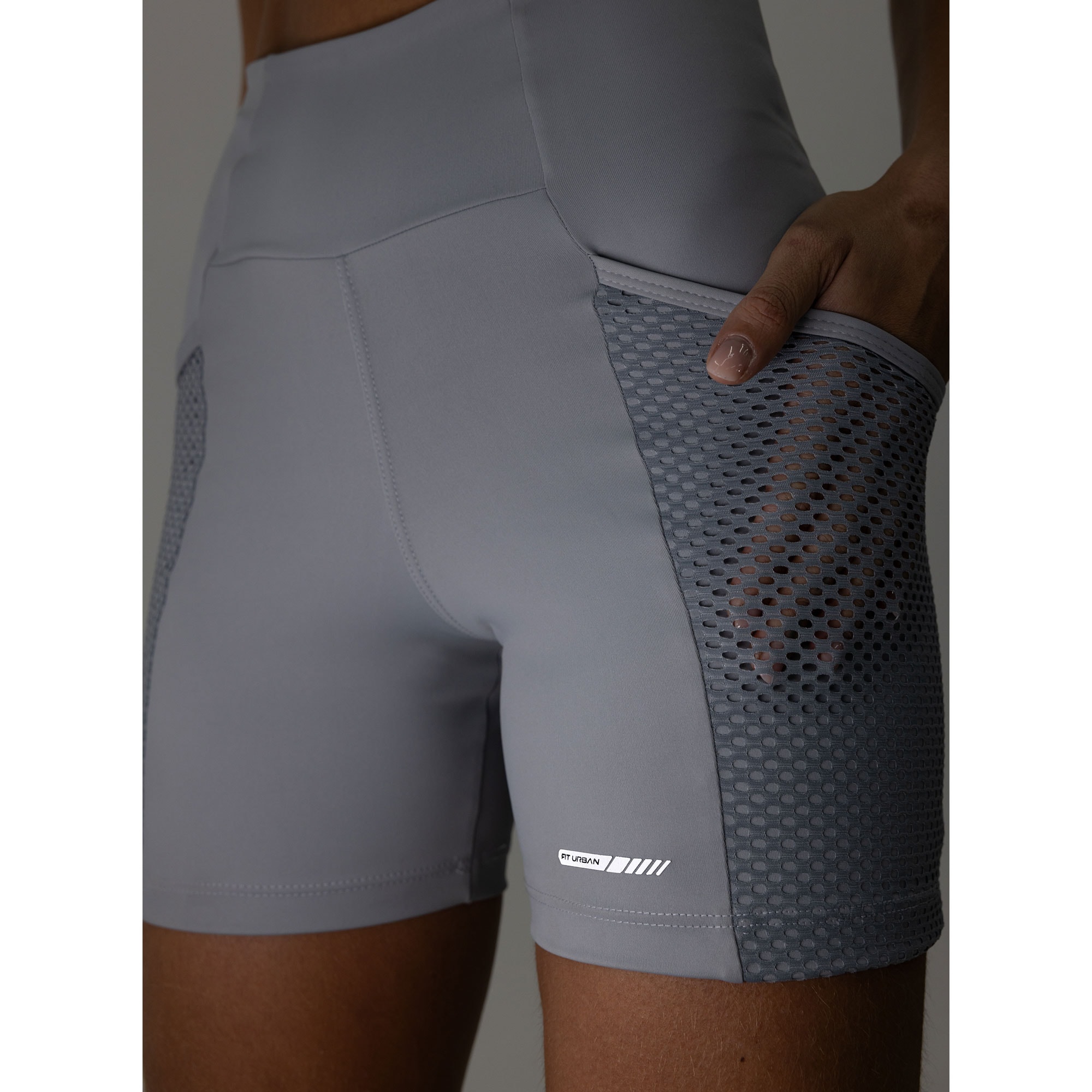 Short Poliamida Wind 3 Bolsos Cinza Claro | Fit Urban
