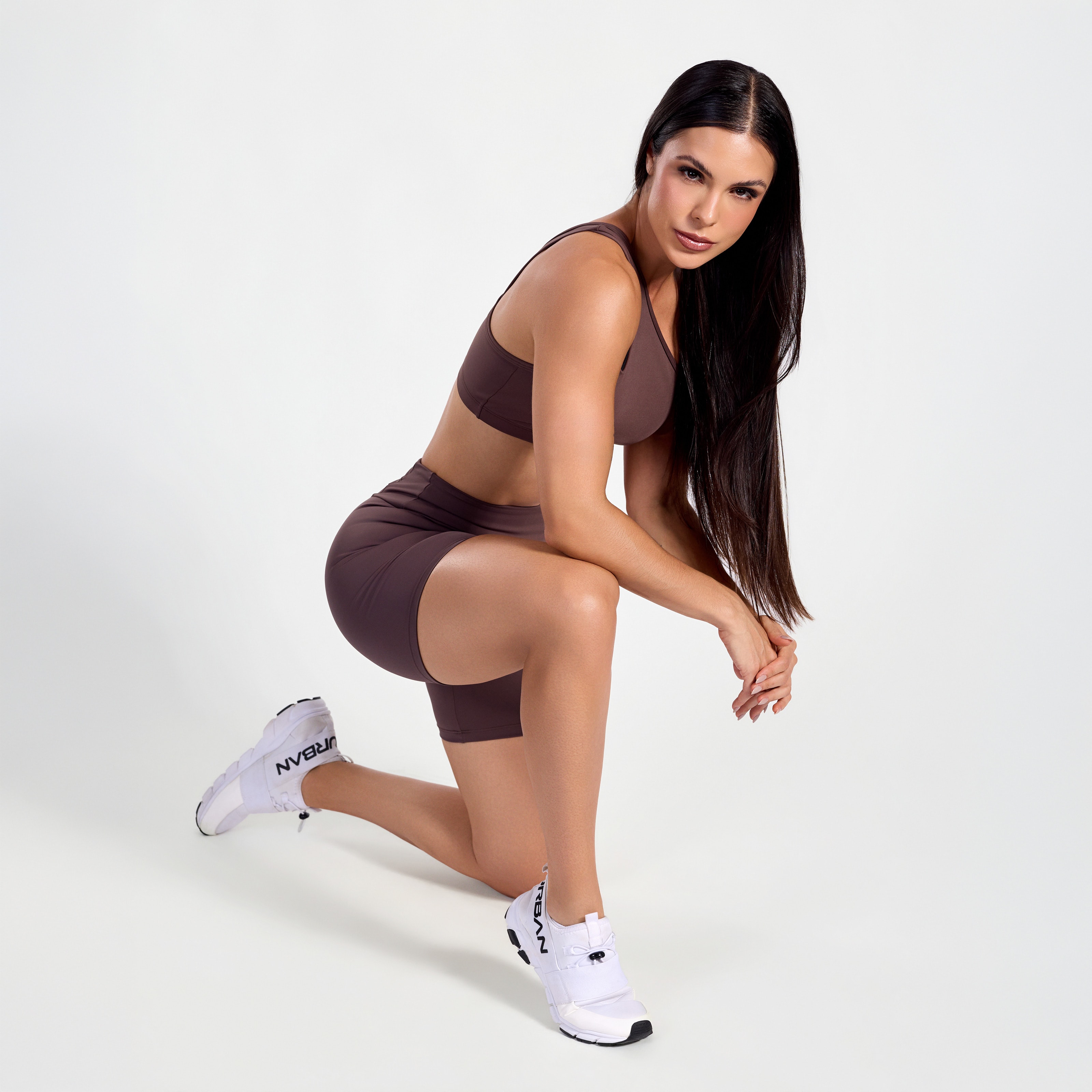 Top Poliamida Ombro Único Chocolate | Fit Urban